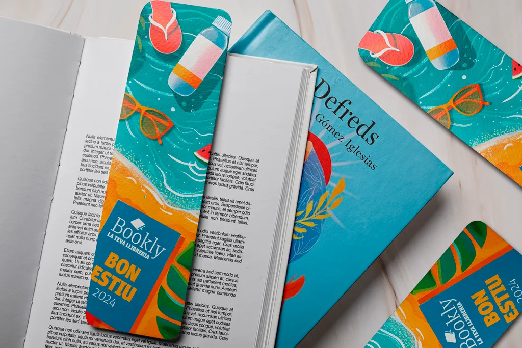 SuperPrinting.cat la Impremta Online de Catalunya 3 Disseny Gràfic de punts de llibre, punts de llibre per a llibreria Bookly, i impressió online