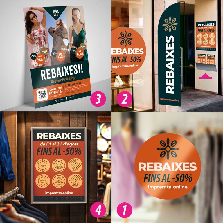 Infografia de Material de Publicitat per Rebaixes de Botigues i Comerços, a SuperPrinting.cat